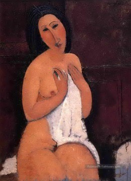 assis nu avec une chemise 1917 Amedeo Modigliani Peinture à l'huile